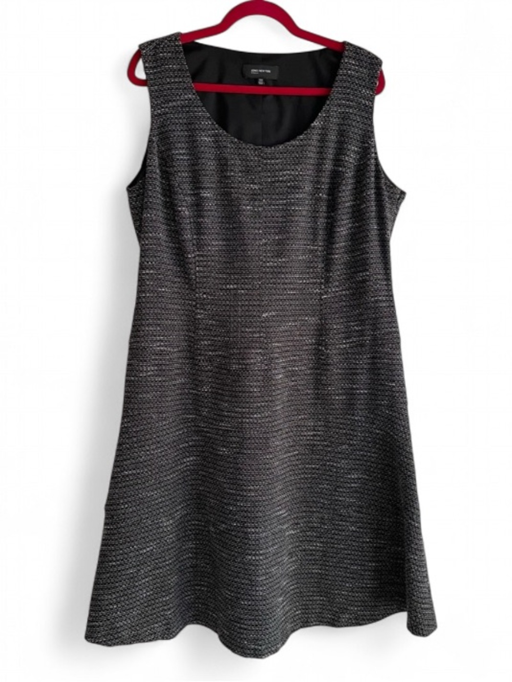 Jones New York Black Tweed Sleeveless A Line Midi Dress Size 14W